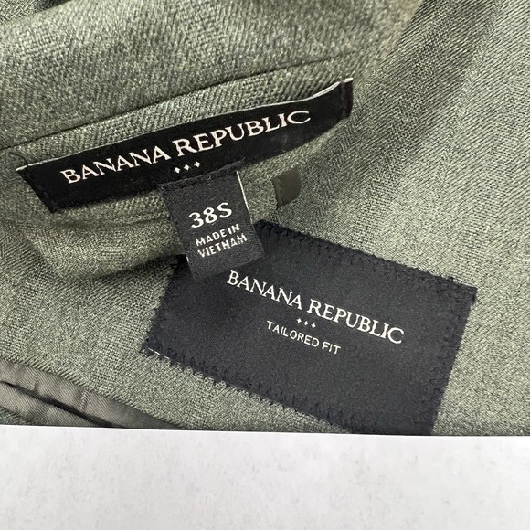Banana Republic Blazer Mens 38S Short Slim Fit Polyester Blend Stretch Green - Picture 9 of 13